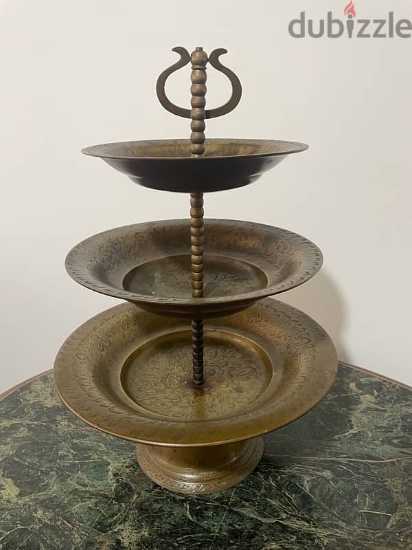 antique brass serving stand 2