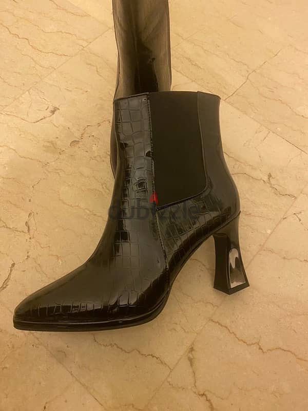 Black Mini Boots Leather Turkish Brand size 37 New Condition 0