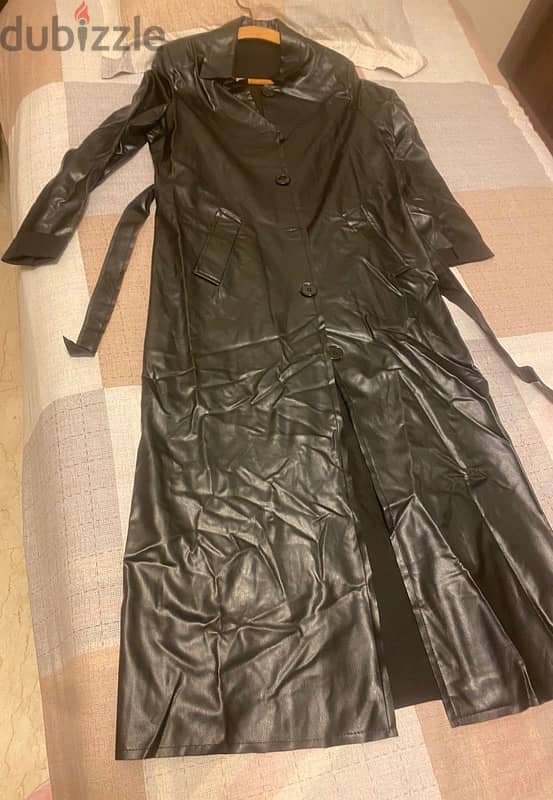 Romantic Line Brand Turkish Black Leather Coat size M fits L New Cond. 0