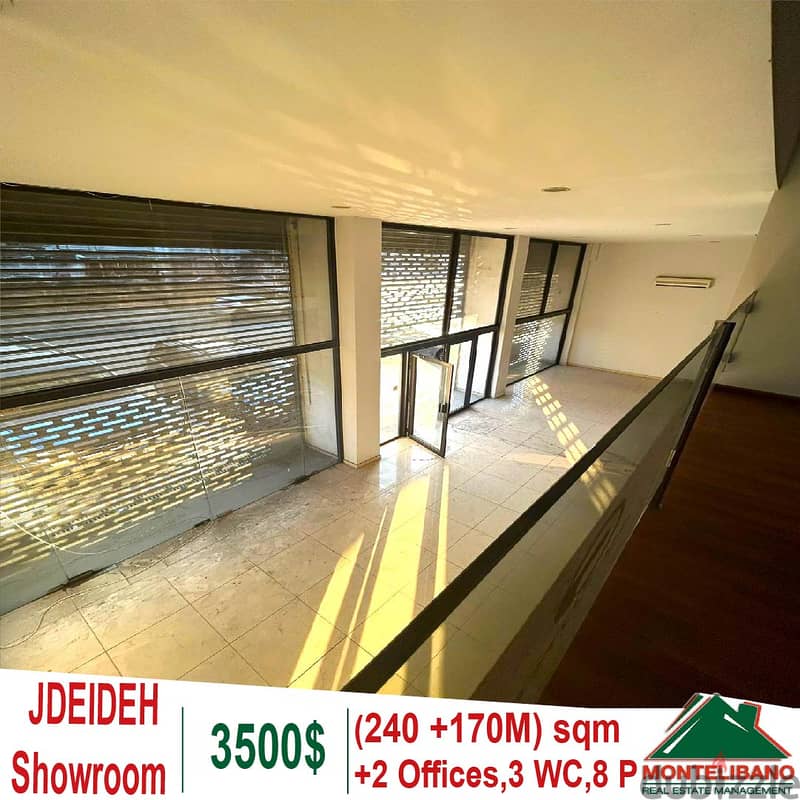 Prime Location Showroom for rent in Jdeideh!! 240 + 170 sqm Mezanine 0