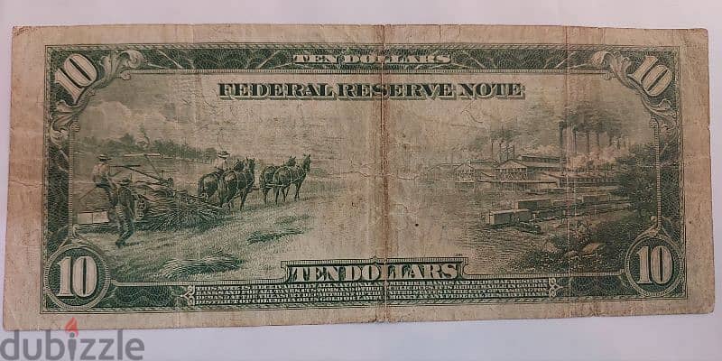 USA Large Ten Dollars Banknote 1st mint"president Jackson" 1914 1