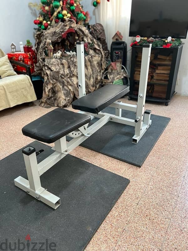 ( Full Home Gym) | Adjustable Bench | weights | Axes | Rubber Mats 10