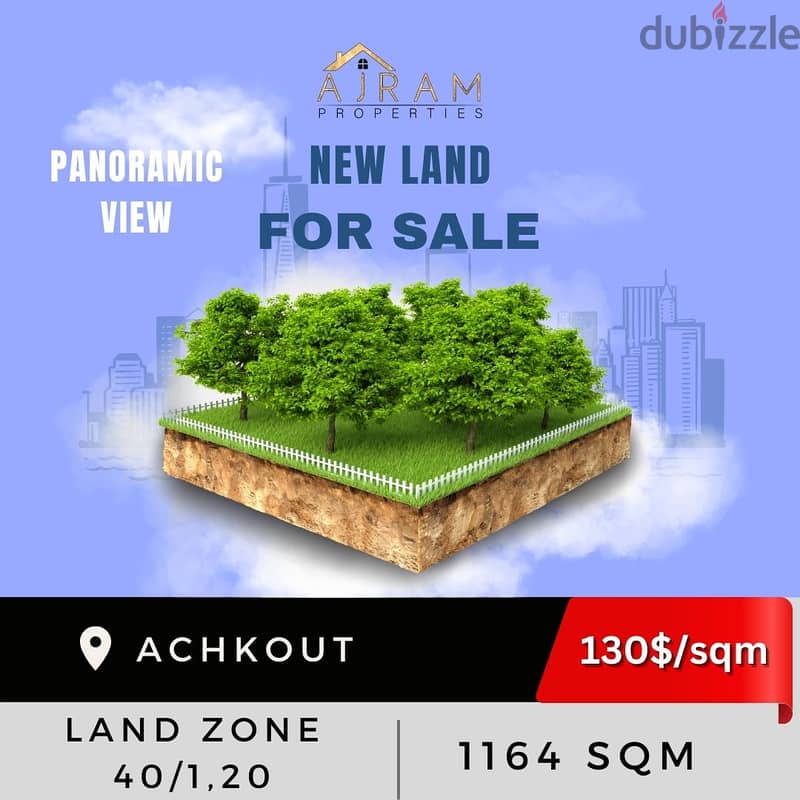 Land in Achkout | 1164 sqm | Panoramic View 0