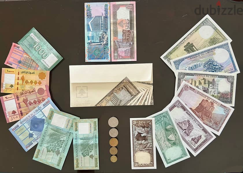 Lebanon 21 PCS, Lira،ليرة لبنانية coins, 1972-2023 UNC in BDL Envelope 1