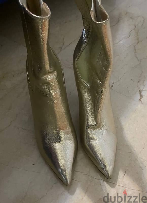 YSL Mini Boots Gold Color size 40 Fits 39 New Condition Worn Once Only 2