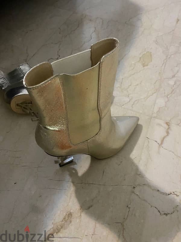 YSL Mini Boots Gold Color size 40 Fits 39 New Condition Worn Once Only 3