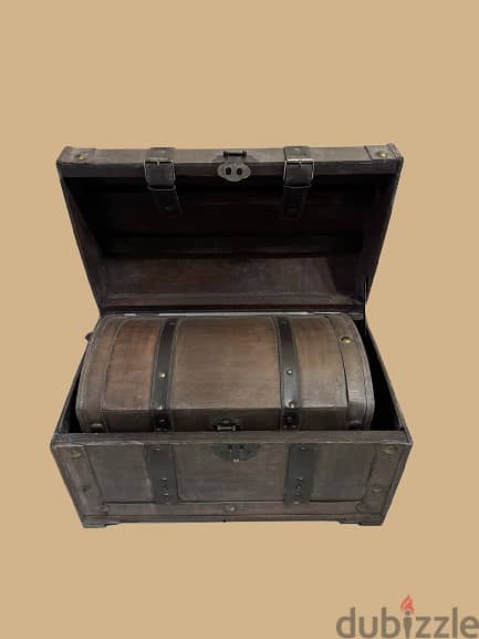 Rustic Wooden Storage Chest with Inner Box 0