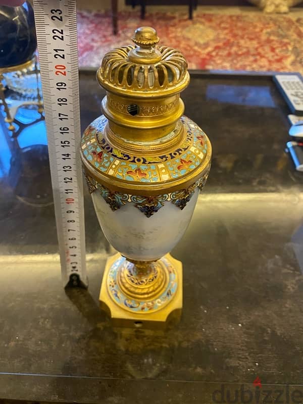 Rare French 19thc Enamel Cloisonne Onyx porcelain  signed 1