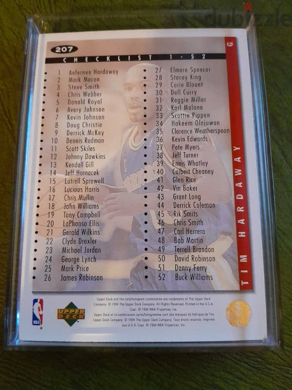 Tim Hardaway collectors choice checklist french 94. gem mint. licensed 1