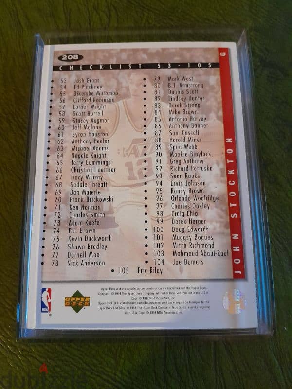 John Stockton collectors choice checklist 1994 gem mint french. 1