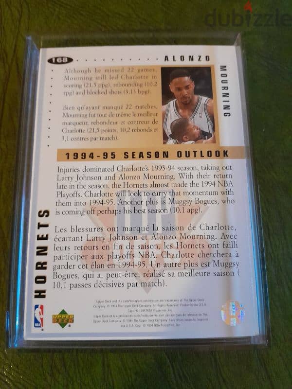 Mourning & Bogues Hornets gem mint licensed card . basketball 94 1