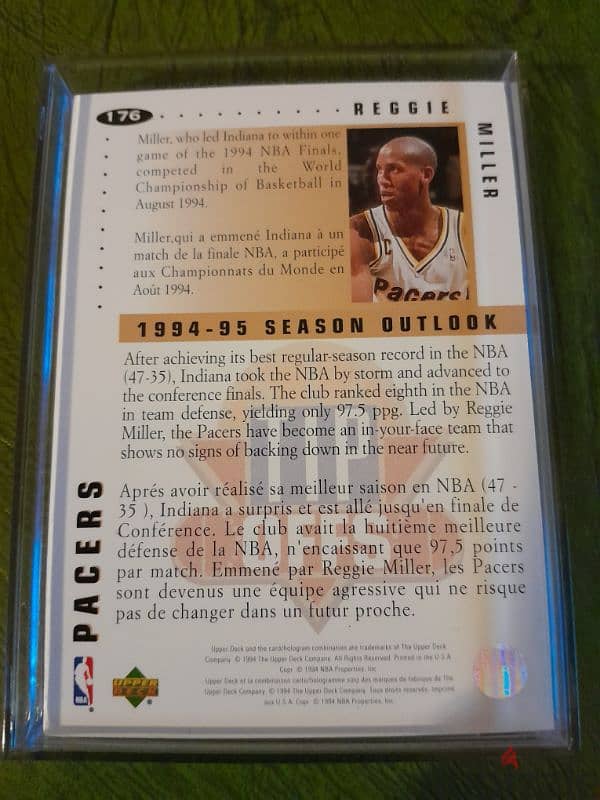 Reggie Miller Pacers  Mint trading licensed card 1994 1