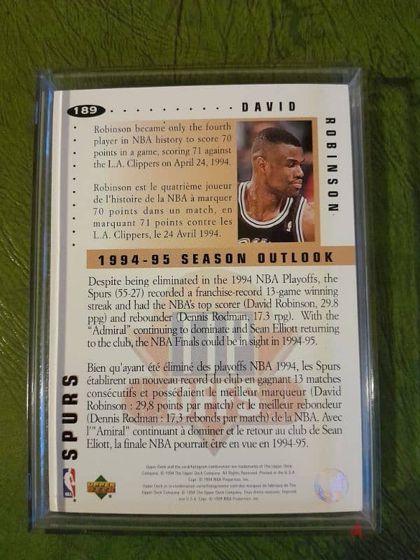 David Robinson 1994 Gem mint condition licensed  card 1