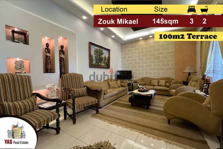 Zouk Mikael 145m2 | 100m2 Terrace | Decorated | Prime Location | EH |