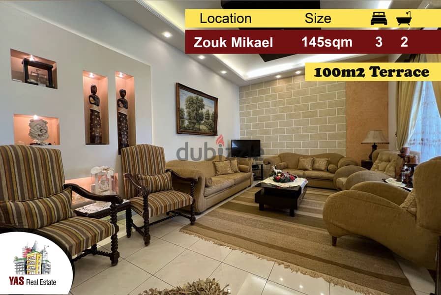 Zouk Mikael 145m2 | 100m2 Terrace | Decorated | Prime Location | EH | 0