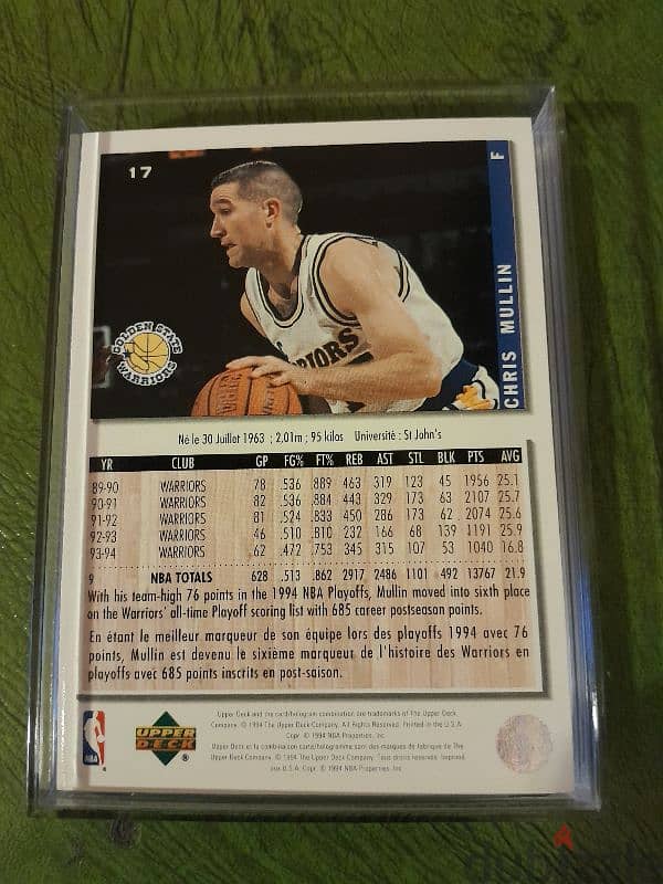 Chris Mullin warriors 1994 mnint condition licensed basketball  card 1