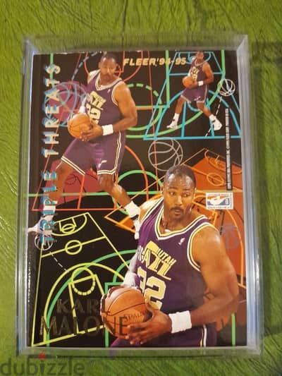 Fleer 94-95 triple threat Malone&Spriwell gold mint licensed nba card