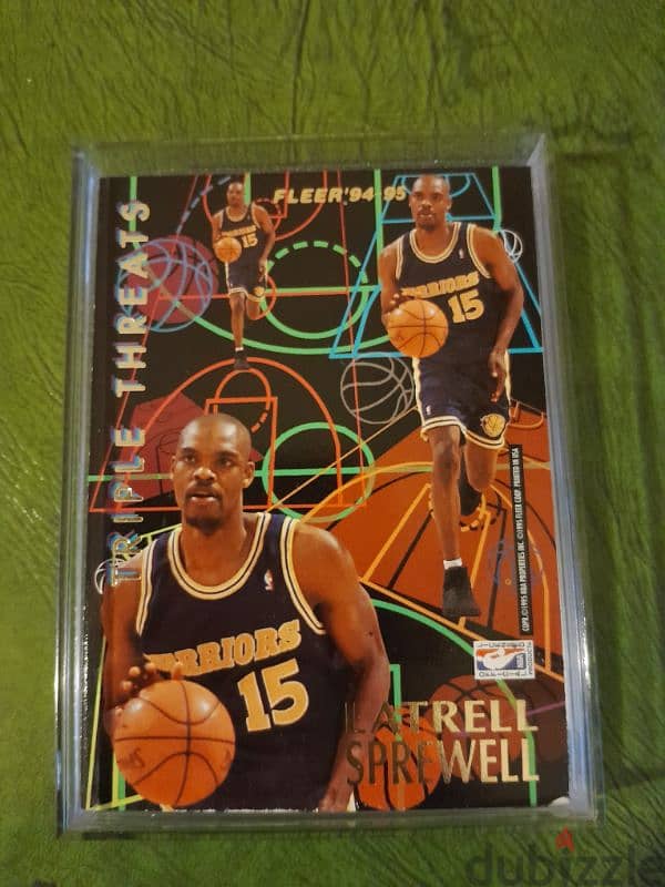 Fleer 94-95 triple threat Malone&Spriwell gold mint licensed nba card 1