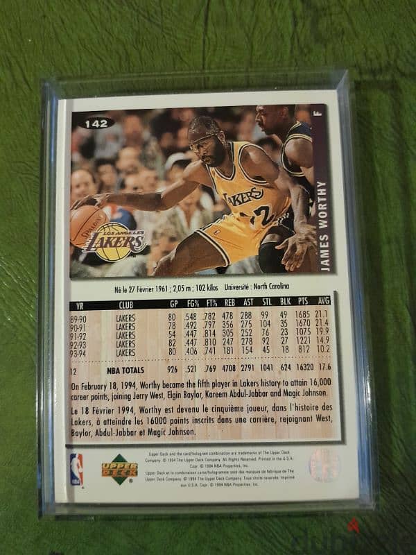 James Worthy Lakers NBA licensed gem mint card 1994 1