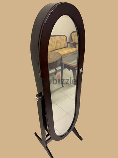 Standing Mirror with Hidden Jewelry Storage