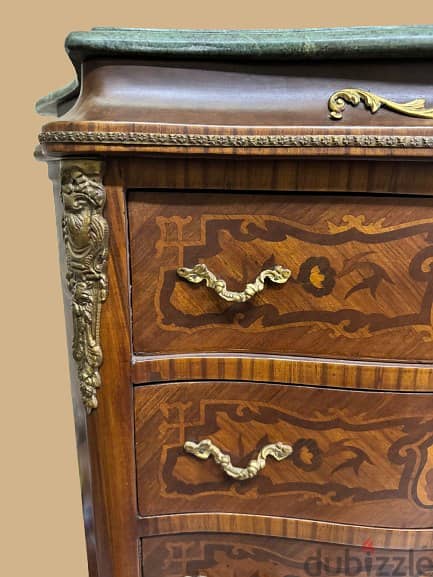 Marquetry Tallboy with Marble Top 1