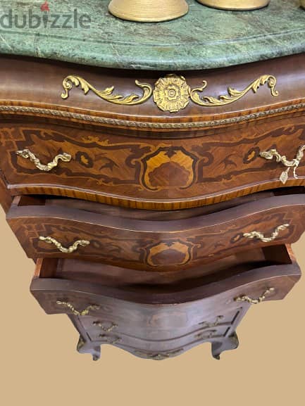 Marquetry Tallboy with Marble Top 3