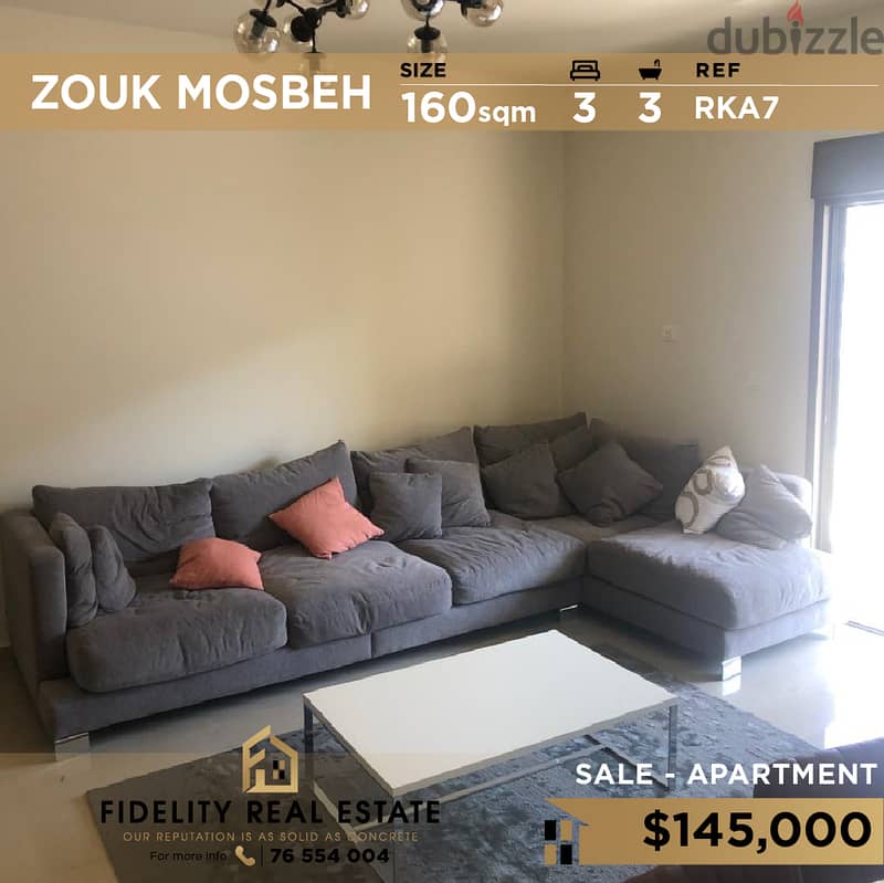 Apartment for sale in Zouk mosbeh RKA7  للبيع في ذوق مصبح 0