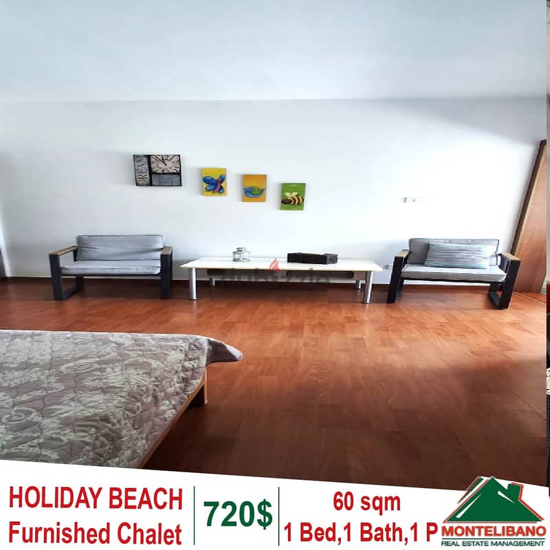 Fully Furnished  60 SQM CHALET FOR RENT IN HOLIDAY BEACH 1