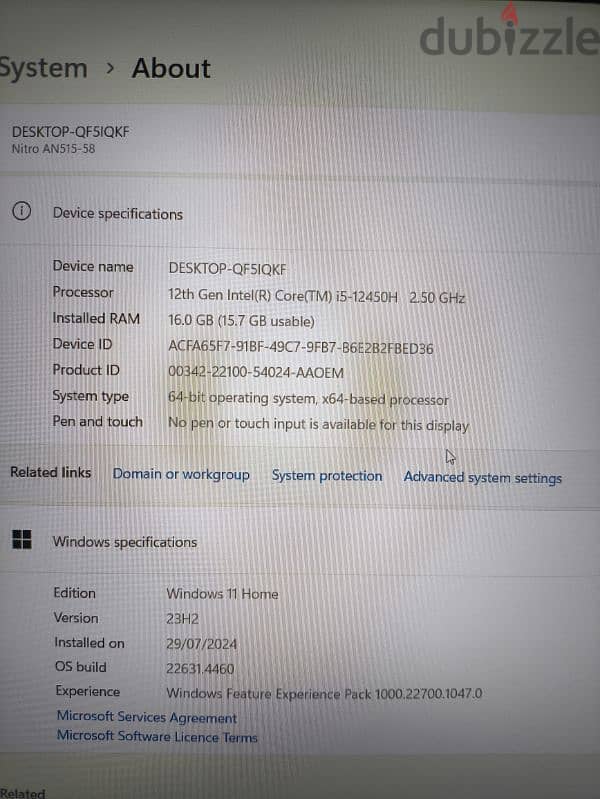 Acer nitro 5 i5-12H rtx 4060 8gb 16gb ram 5