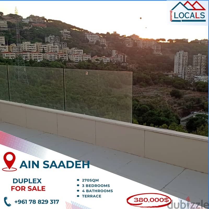 270 SQM Duplex For Sale in Ain Saadeh 0