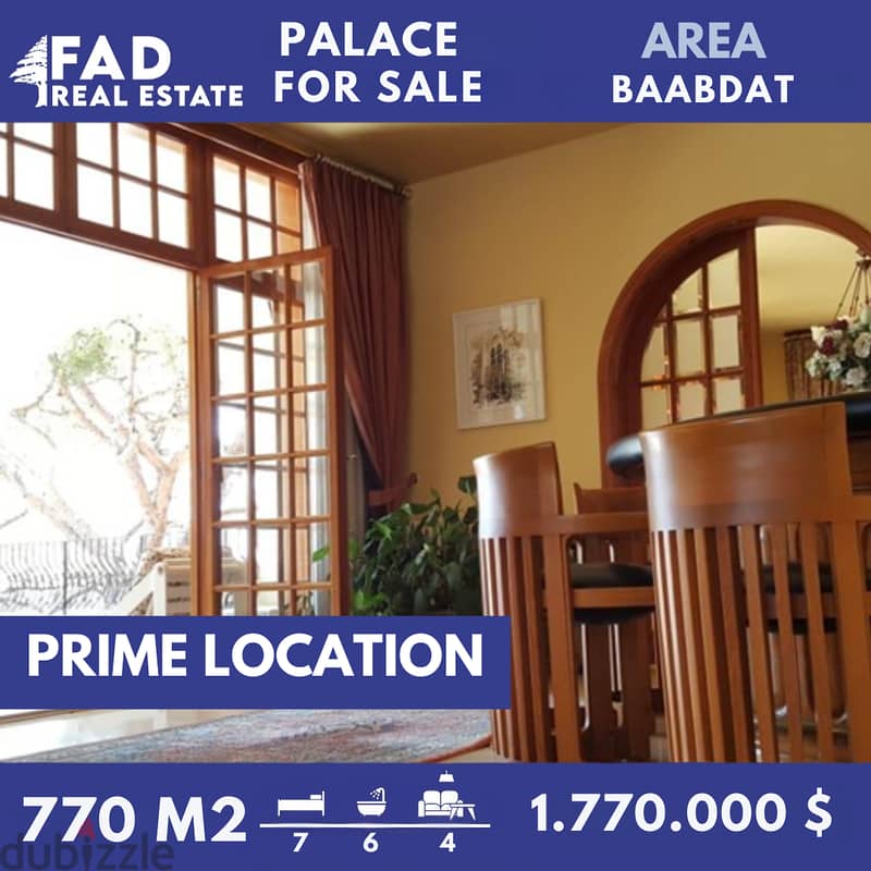 Palace for Sale in Baabdat قصر للبيع في بعبدات 0