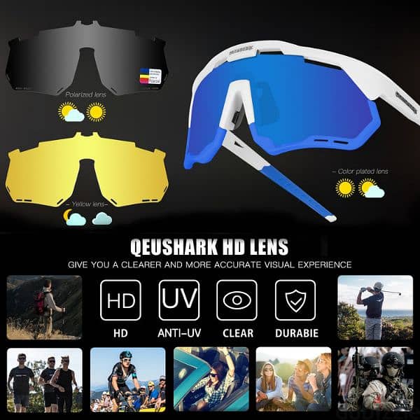 white blue queshark cycling glasses 3