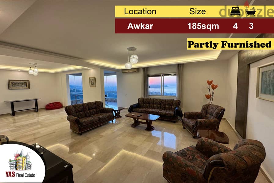 Awkar 185m2 | Partly Furnished | Decorated | Flat | Sea View | CL/AC 0