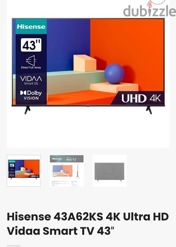 HISENSE SMART TV 43 inch 4k ULTRA HD VIDAA SMART 2