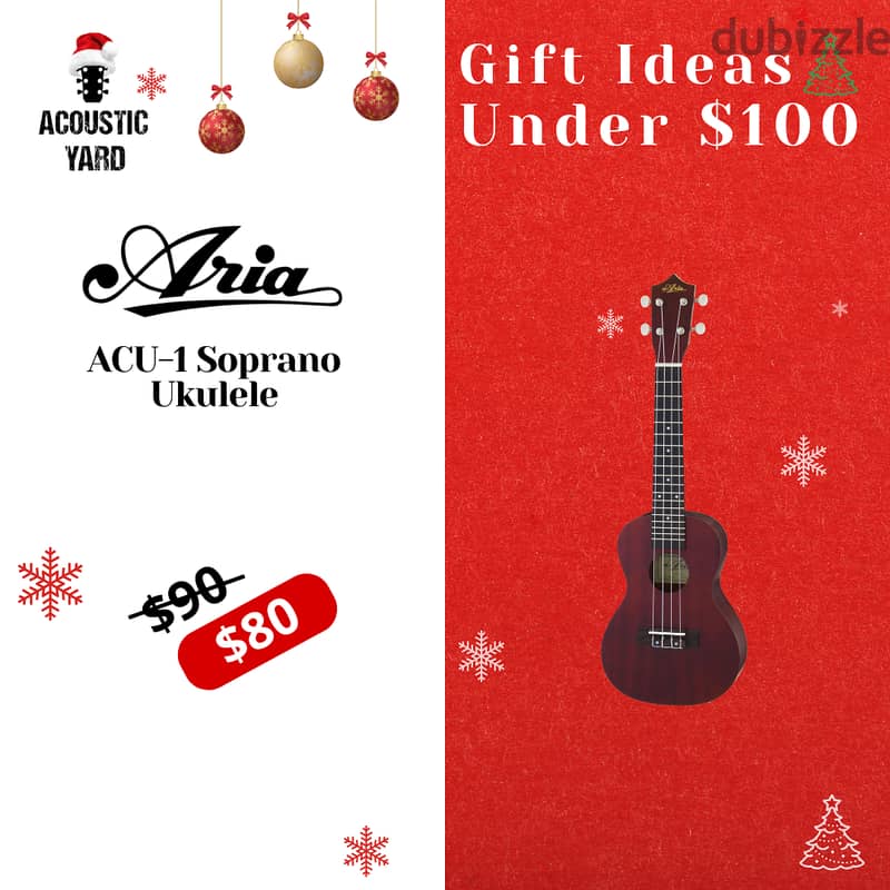 Aria ACU-1 Concert Ukulele Christmas Offer 0