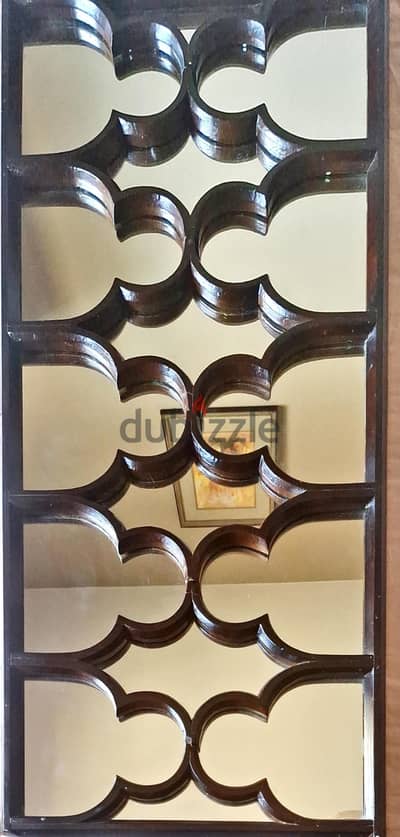 Mirror with Wooden Artwork Front