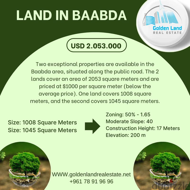 2053 SQM Two Lands in Baabda Overlooking the Mountains 0