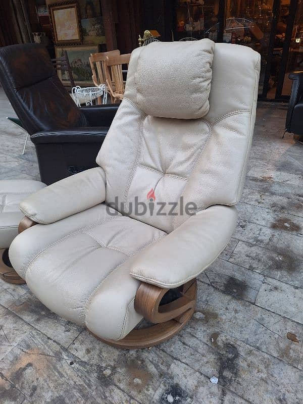 recliner swivel chair genuine leather buffalo original England 3