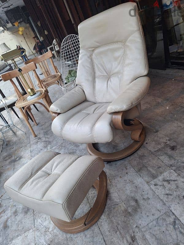 recliner swivel chair genuine leather buffalo original England 4