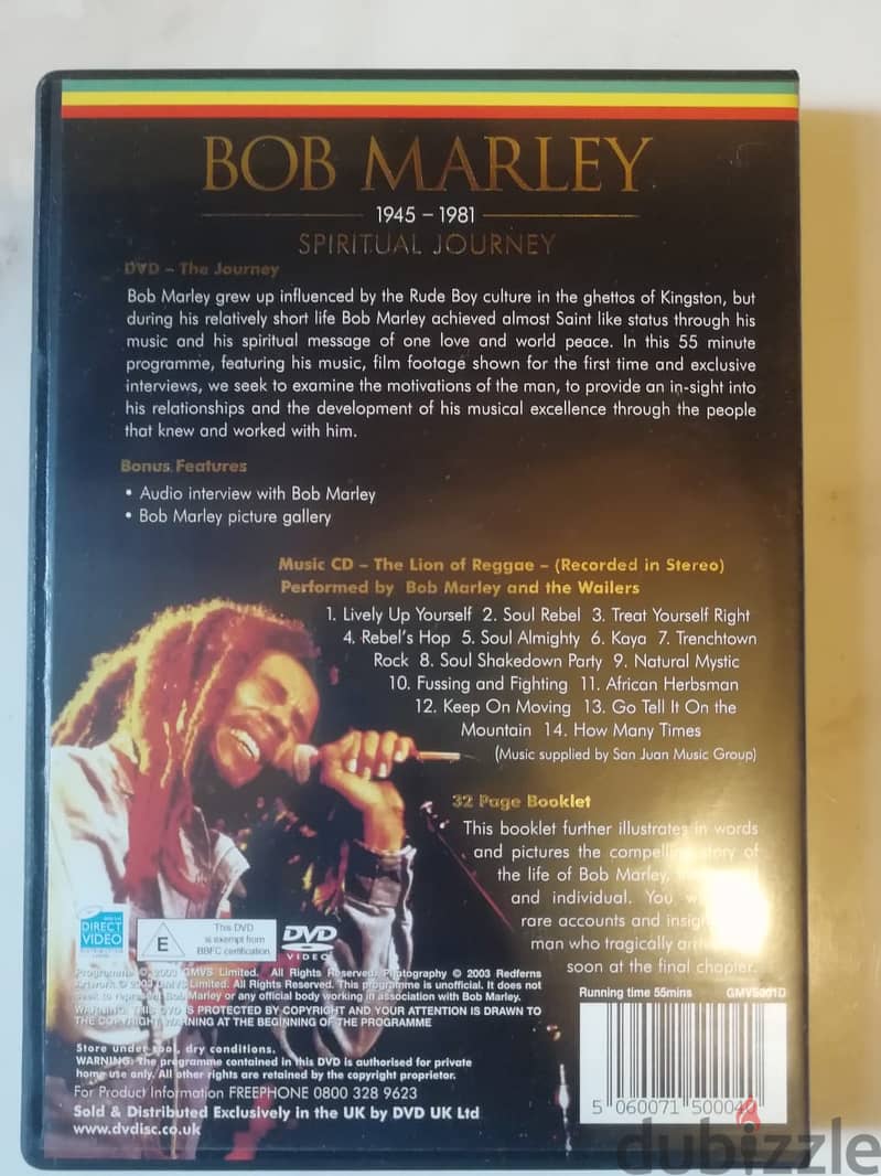 Bob Marley "Spiritual Journey" DVD +Booklet + CD Box set 2