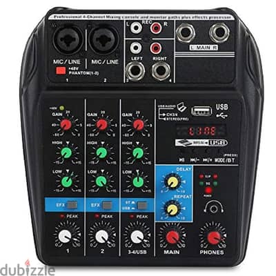 DJ Audio Mixer 4 Channels Mixing Console Effects with Sound Card