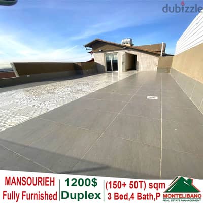 Fully Furnished 150 sqm Duplex for rent in Mansourieh + terrace