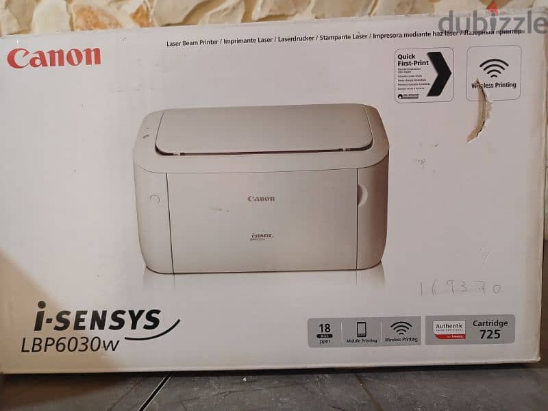 canon laser printer i-sensys LBP6030w with extra tonner cartridge 3