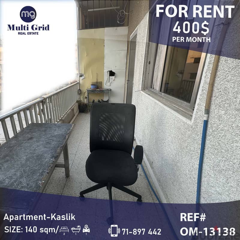 OM-13138 / Apartment for Rent in Kaslik , شقة للايجار في الكسليك 0