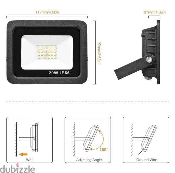 2 pcs projecteur flood lights 4