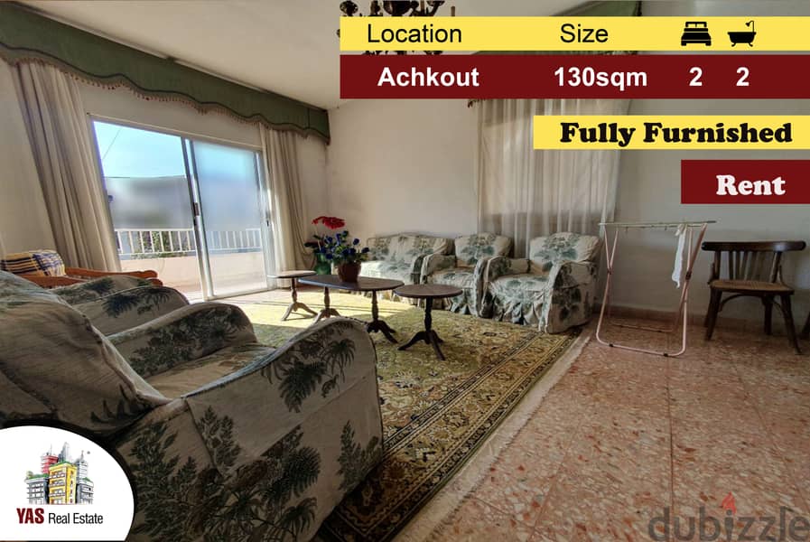 Achkout 130m2 | Rent | Furnished | Private Street |Well Maintained|KH 0