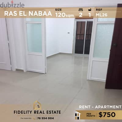 Apartment for rent in Ras el nabeh ML26 للإيجار في رأس النبع