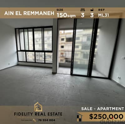 Apartment for sale in Ain el remmaneh ML31