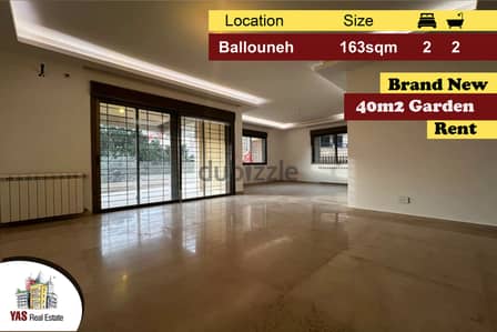 Ballouneh 163m2 | 40m2 Garden | Brand New | Rent | Prime Location | KS