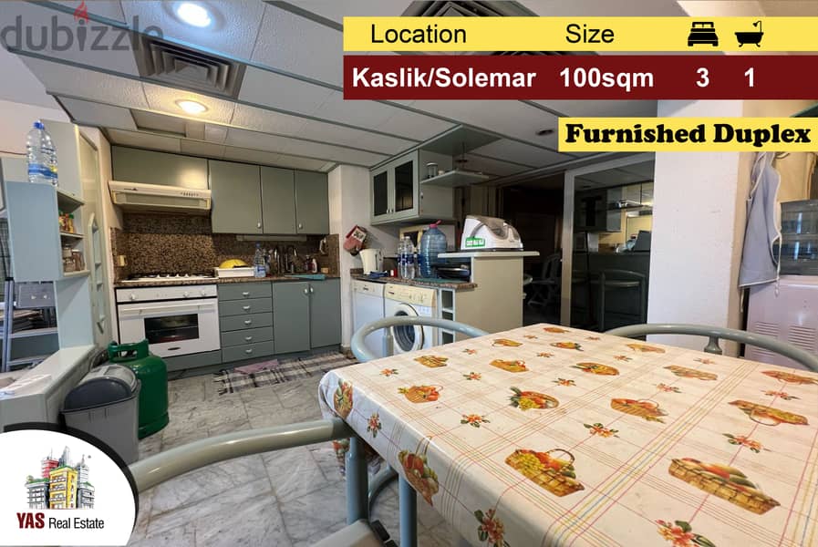 Kaslik/Solemar 100m2 | Furnished Duplex | Sea View | Classic | EH | 0